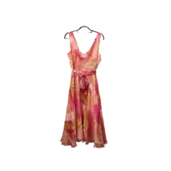 NWT VICTOR COSTA Womens Pink Drape Silk Dress Size 12 Fairycore Balletcore Flowy - Picture 2 of 12